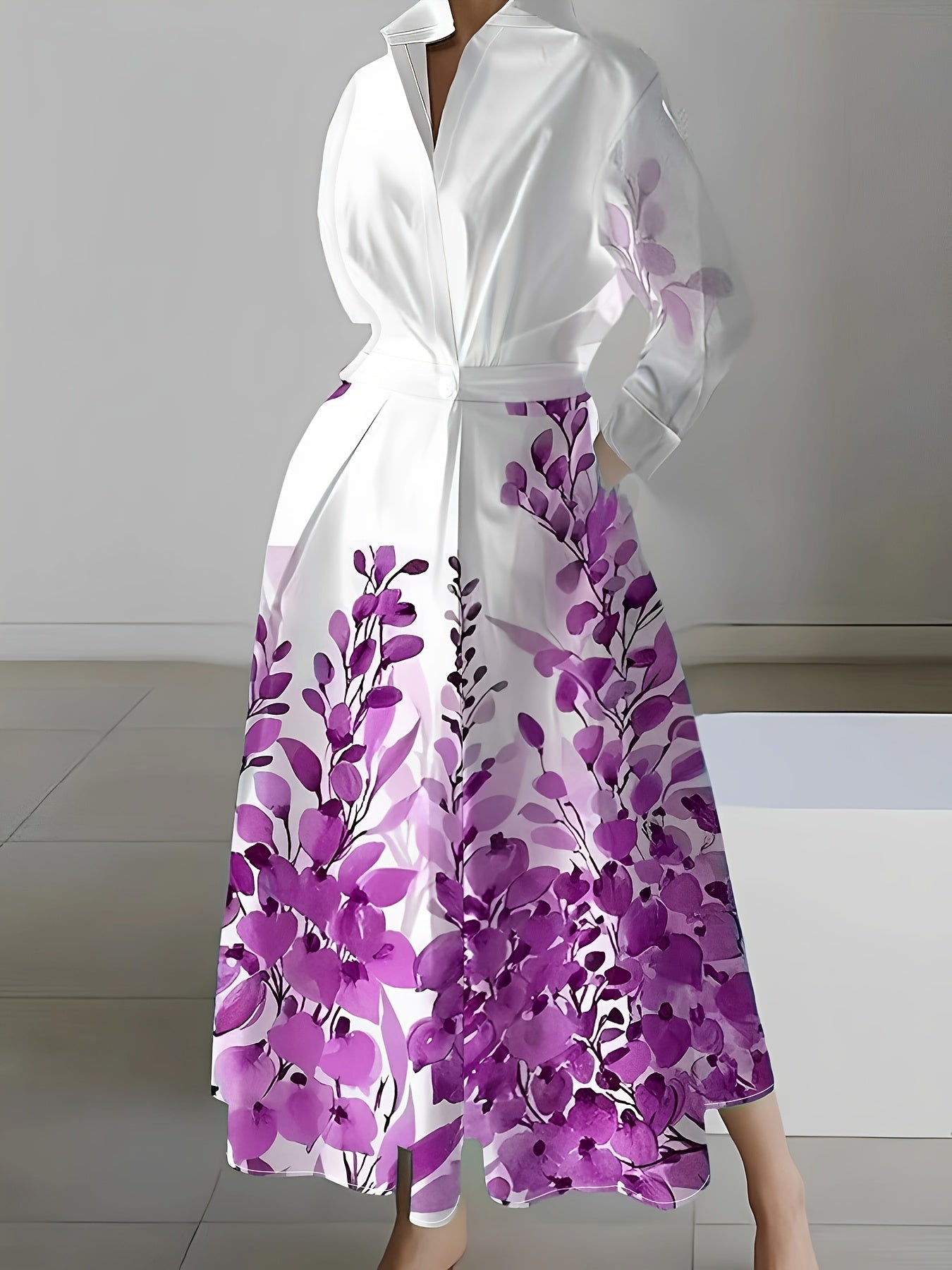 Elegant Long Sleeve Printed Dress for Women - Floral Design, Sleeveless, Fit and Flare, All-Season Wear, Casual Attire|Floral Print Dress|Sleeveless Dress