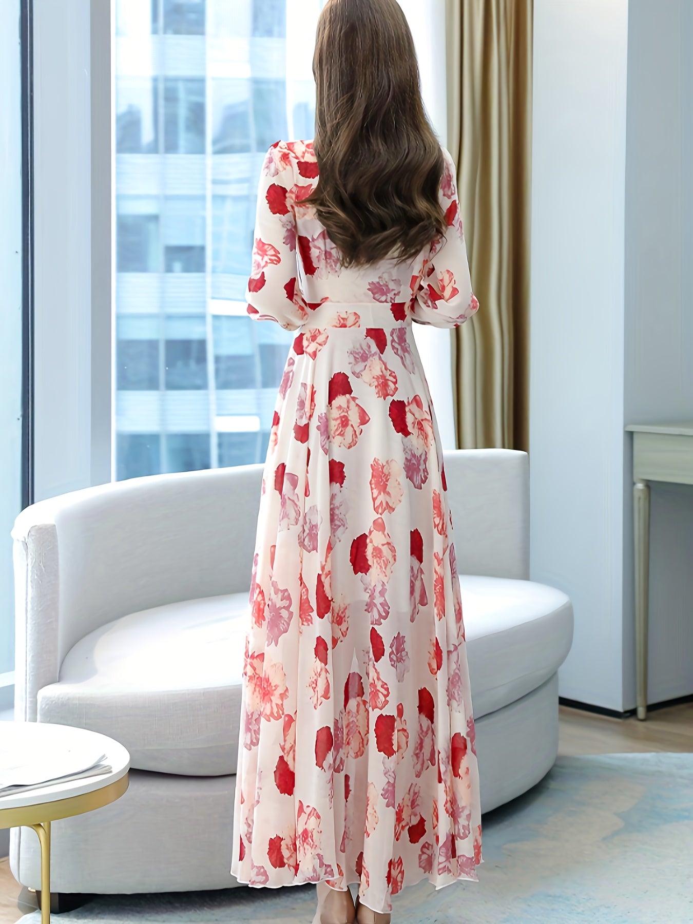 A Romantic Feast Of Spring Flowers! Retro Bohemian - Inspired Elegant Floral - Patterned Long - Sleeved Belted Printed Vacation - Style Dress