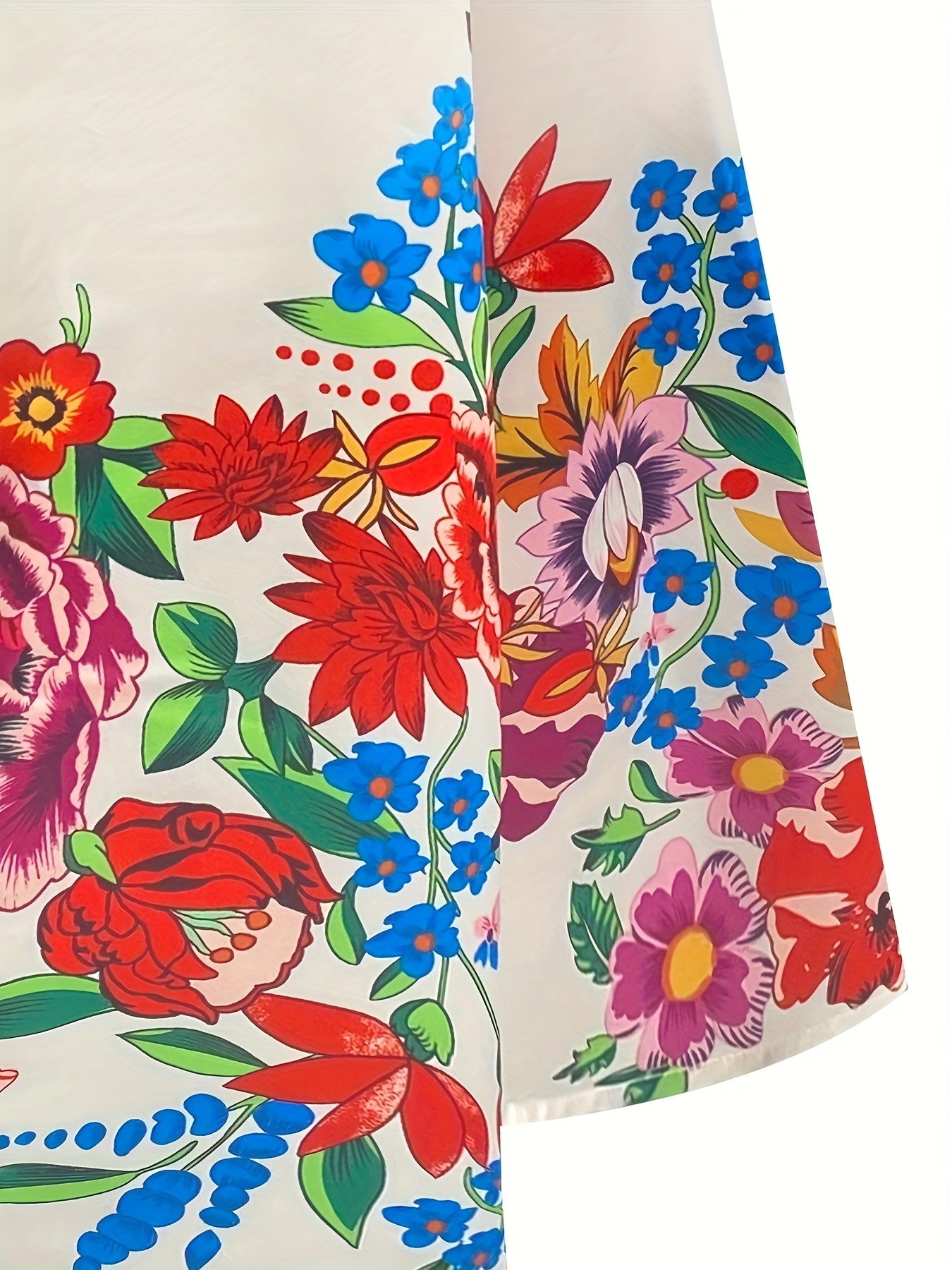 [Stylish Floral Dress] Machine Washable Polyester Women's Stylish Floral Print V-Neck Long Sleeve Dress with Cinched Waist & Flared Skirt | Perfect for Spring/Summer Commutes