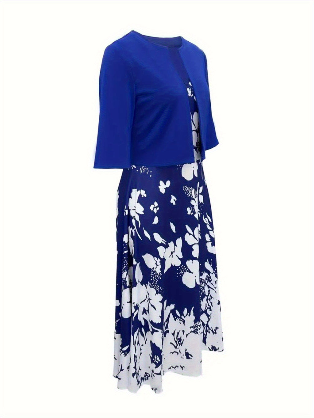 Elegant Floral Print Dress with Ruched Bust and Off-the-Shoulder Sleeves - Casual yet Sophisticated Style for Spring/Summer, Casual Elegant Attire|Floral Print Dress|Ruched Detailing, Floral Print Dress
