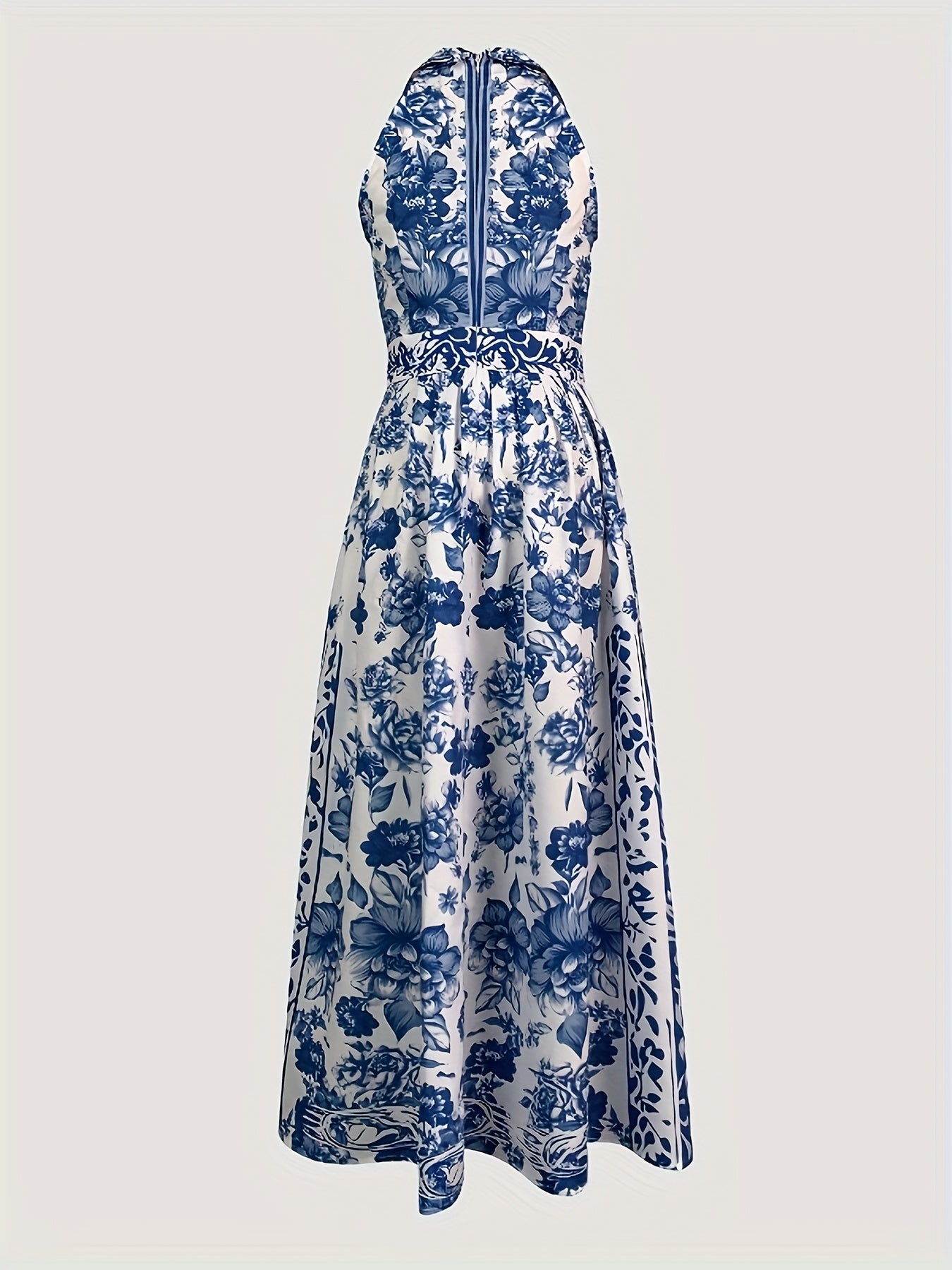 Women's A-Line Loose Fit Sleeveless Maxi Dress with Floral Print, Lapel Collar, and Split-Joint Design - Perfect for Spring, Summer, and Vacation Casual Wear, Cute Dress
