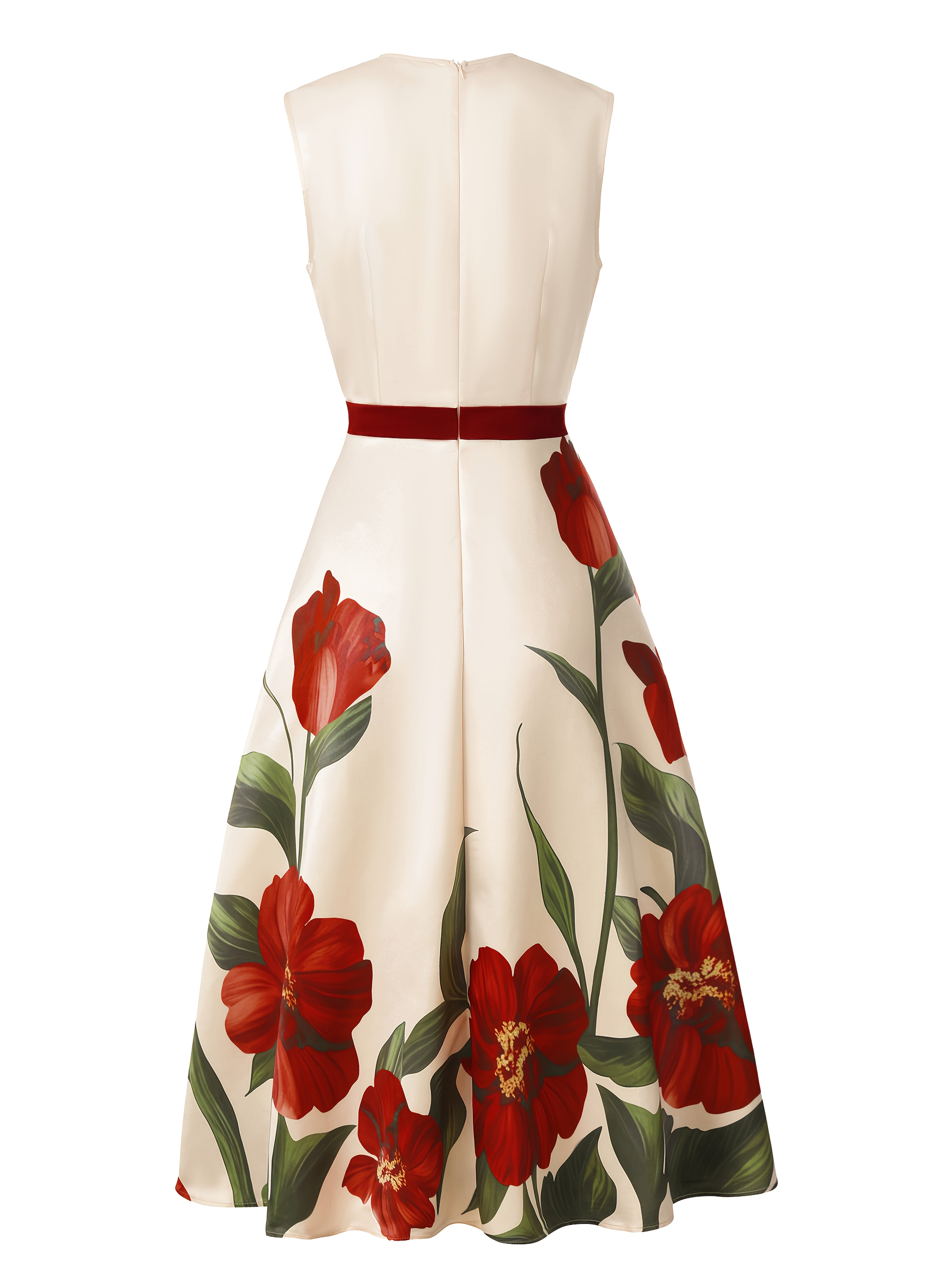 Women's Elegant Floral print maxi dress - Deep V-Neck Formal party gown with A-Line silhouette, Machine Washable Wedding & Evening event Dresses in Beige/Red/ Green/ for Women, Dresses for Wedding Guest, Luxury Banquet Attire, No Stretch Material,