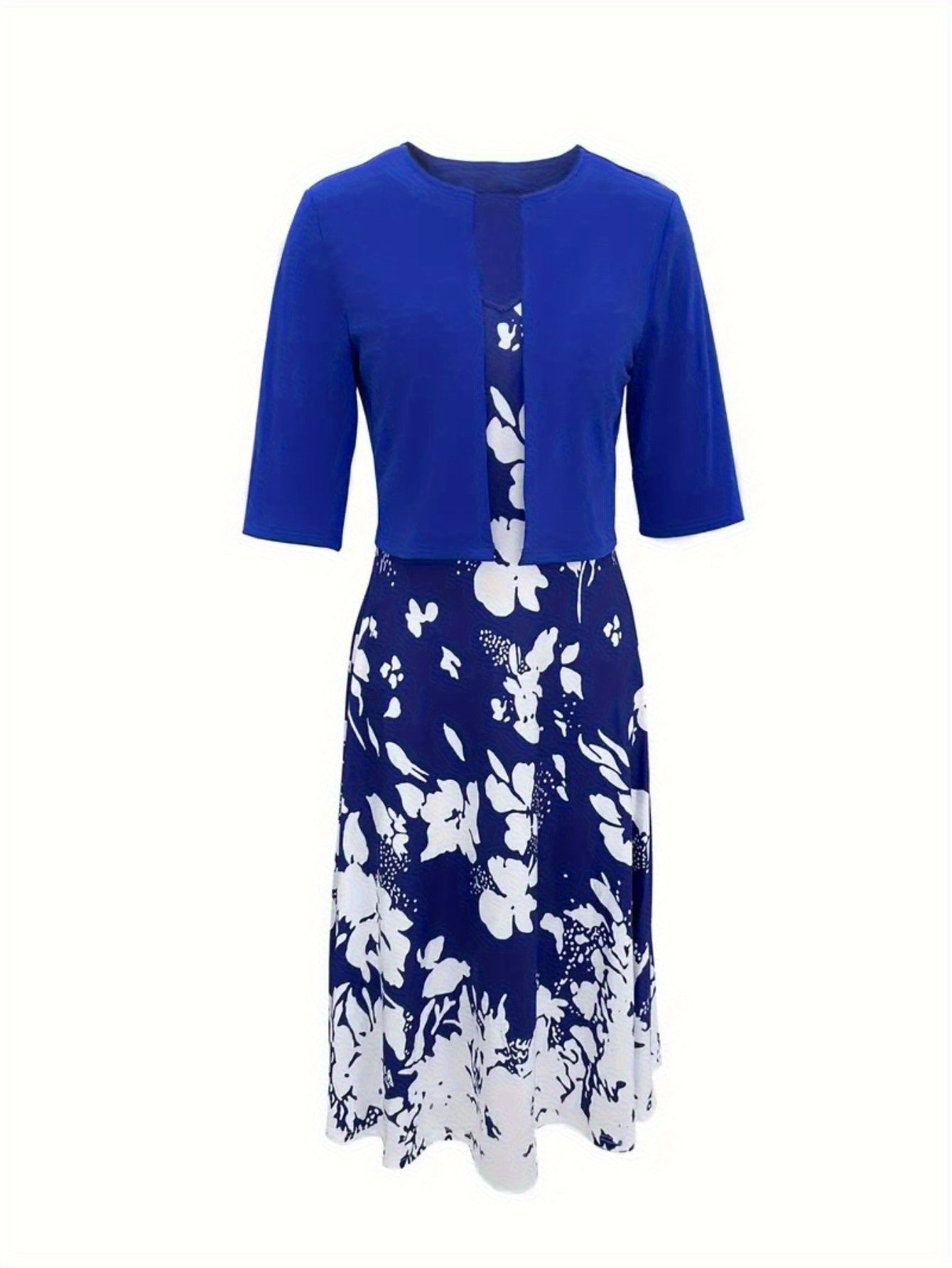 Elegant Floral Print Dress with Ruched Bust and Off-the-Shoulder Sleeves - Casual yet Sophisticated Style for Spring/Summer, Casual Elegant Attire|Floral Print Dress|Ruched Detailing, Floral Print Dress