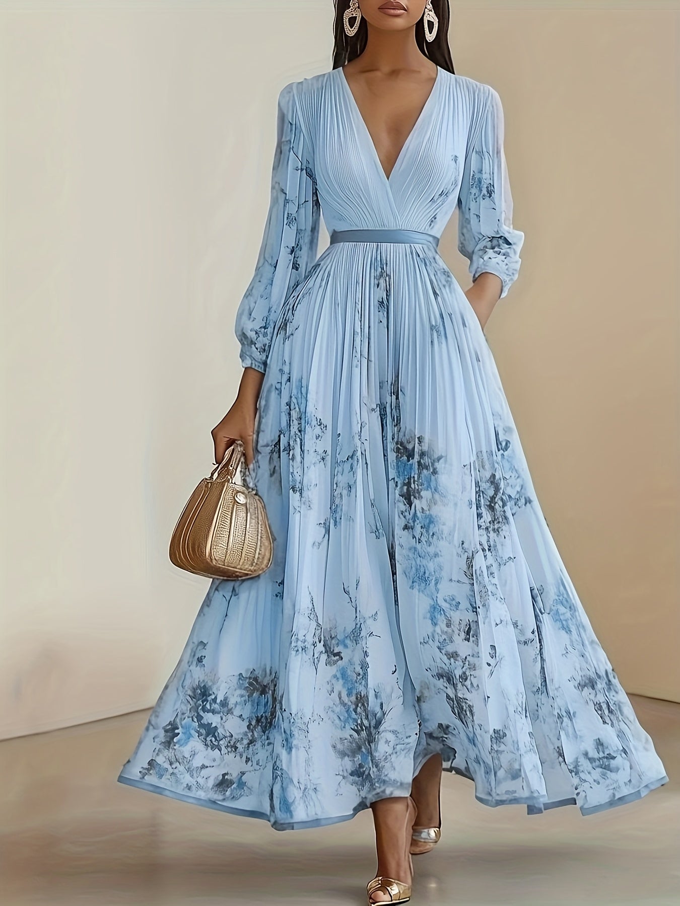 Elegant Olive Green V-Neck A-Line Dress with Lace Detailing, Ruffled Top & Slit Hem - Machine Washable Pleated Skirt Design for Weddings, Parties, and Formal Events, High-Quality Fabric, Perfect for Bridesmaids and Special Occasions, Wedding Dresses for