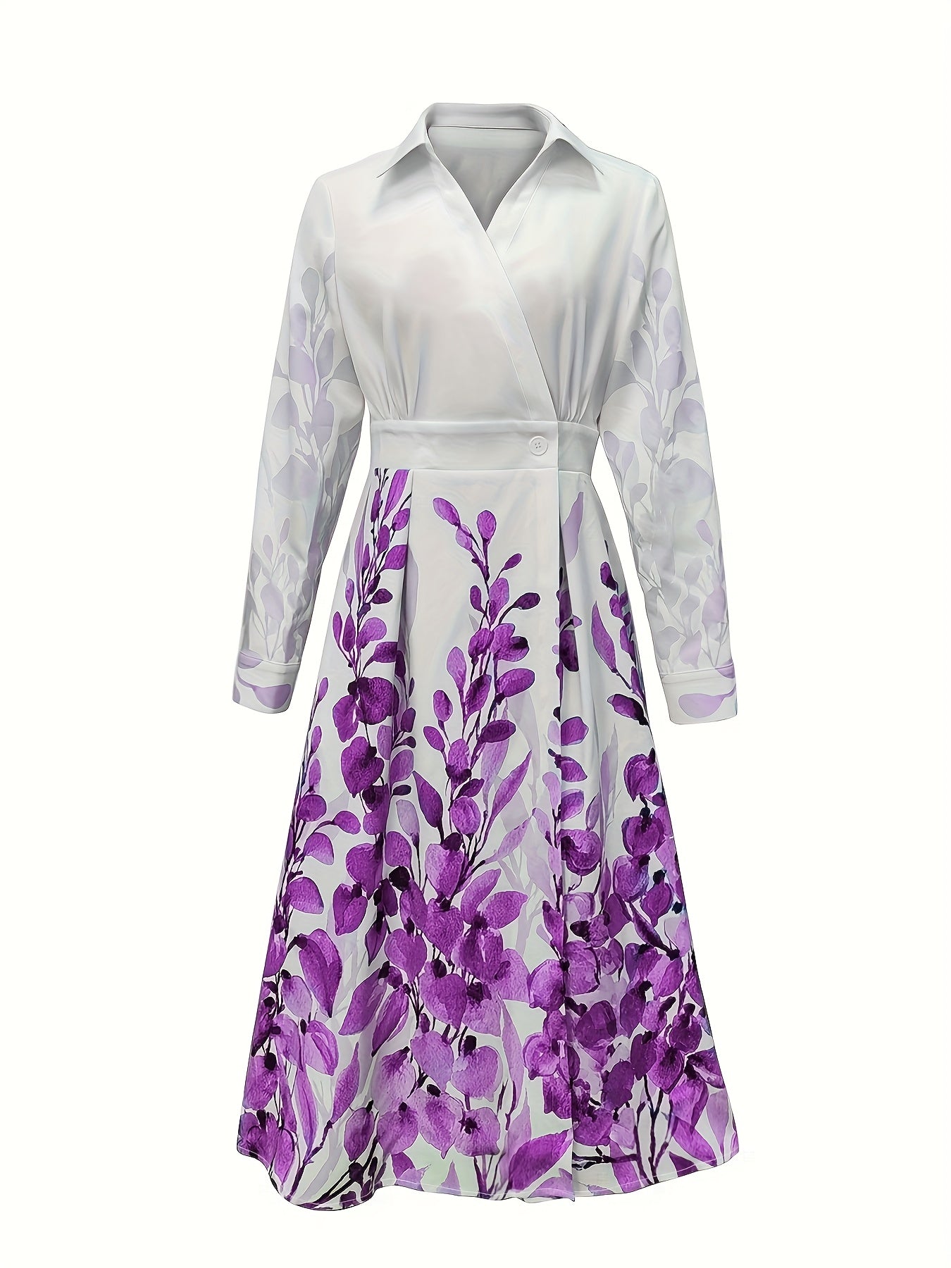 Elegant Long Sleeve Printed Dress for Women - Floral Design, Sleeveless, Fit and Flare, All-Season Wear, Casual Attire|Floral Print Dress|Sleeveless Dress