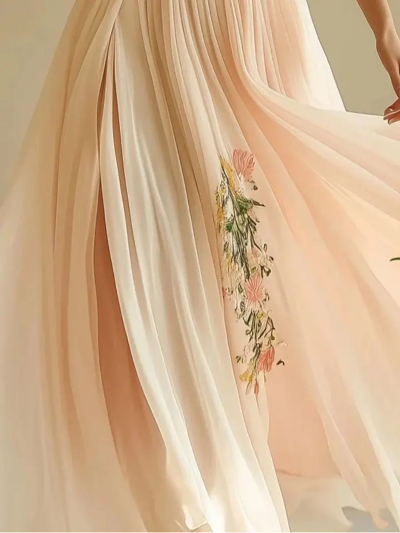 SINHOON Women'S Elegant Floral Print V-Neck Maxi Dress - Flowy A-Line Formal & Casual gown, Soft Pastel Floral Pattern, Lightweight Summer Wedding Party Vacation Outfit - Elegant Evening Dresses for Women, Dresses for Wedding Guest, Vacation Wear,