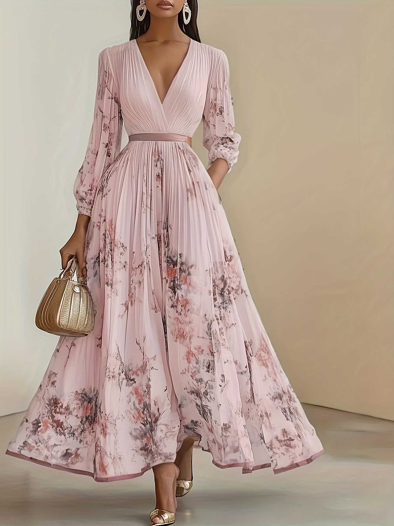 Elegant Olive Green V-Neck A-Line Dress with Lace Detailing, Ruffled Top & Slit Hem - Machine Washable Pleated Skirt Design for Weddings, Parties, and Formal Events, High-Quality Fabric, Perfect for Bridesmaids and Special Occasions, Wedding Dresses for