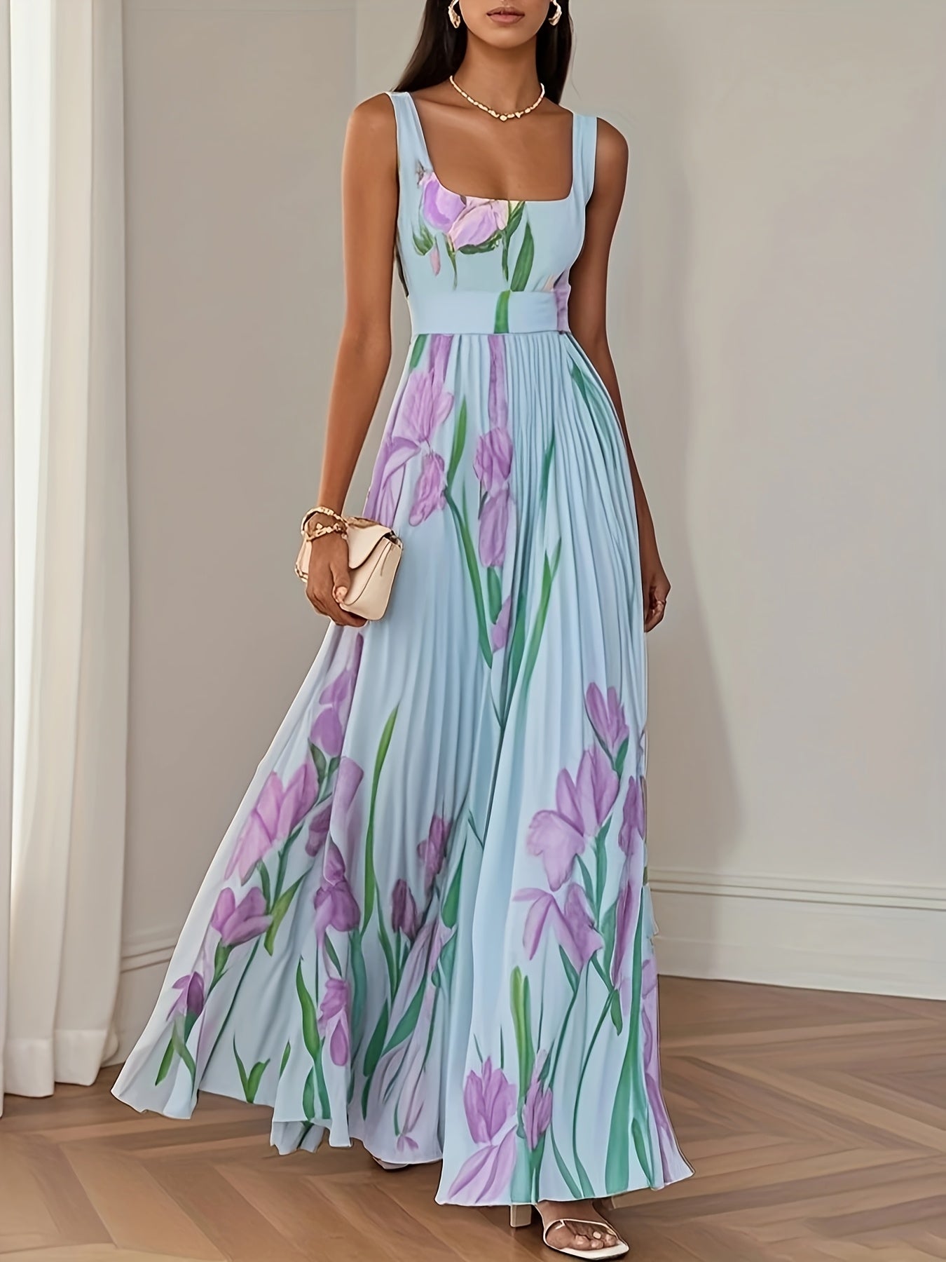 Women's Elegant Floral Tulip print dresses - Strapless/One-Shoulder Formal & semi-formal event gowns Pink, Machine Washable non-stretchy party, wedding, brunch Attire for Women