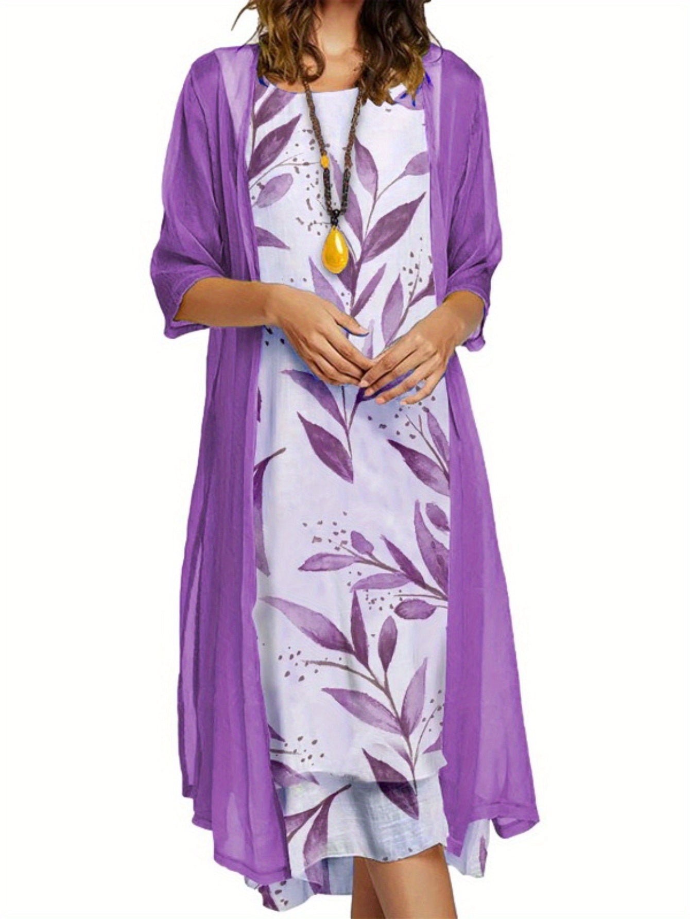2025 Europe and the United States autumn new Women's long dress two-piece set of floral print round neck suit petticoat